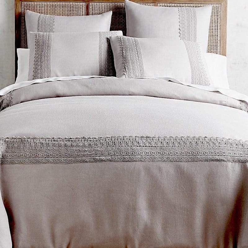 LACED DREAMS LINEN DUVET Set WIth Pillows IN GREY | BEDLAM .
