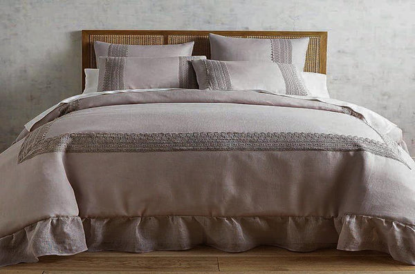LACED DREAMS LINEN DUVET Set WIth Pillows IN GREY | BEDLAM .