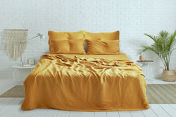 Ochre - Yellow Linen Bed Sheet Set | BEDLAM .